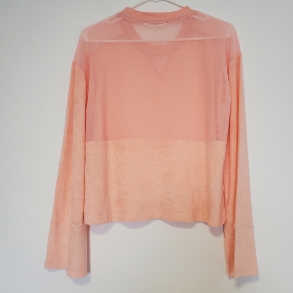 C&C California Peach Mesh and Terry cloth Crewneck Sweater - Picture 5 of 15